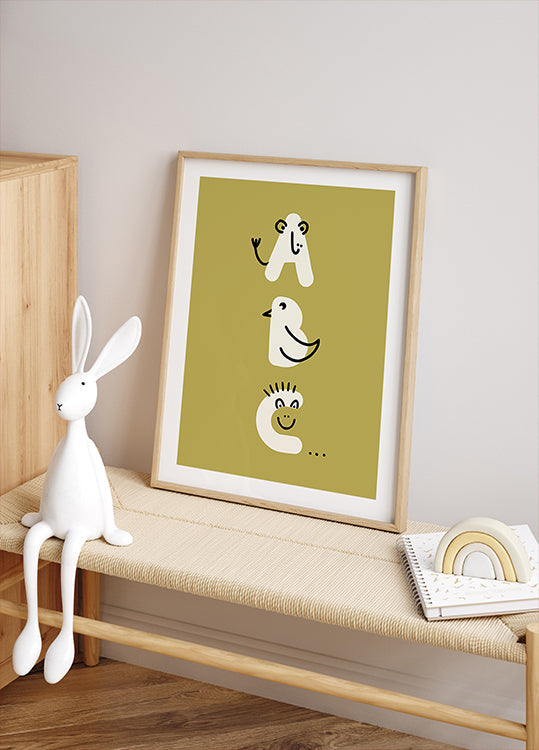 ABC kidult Illustration Khaki Plakat