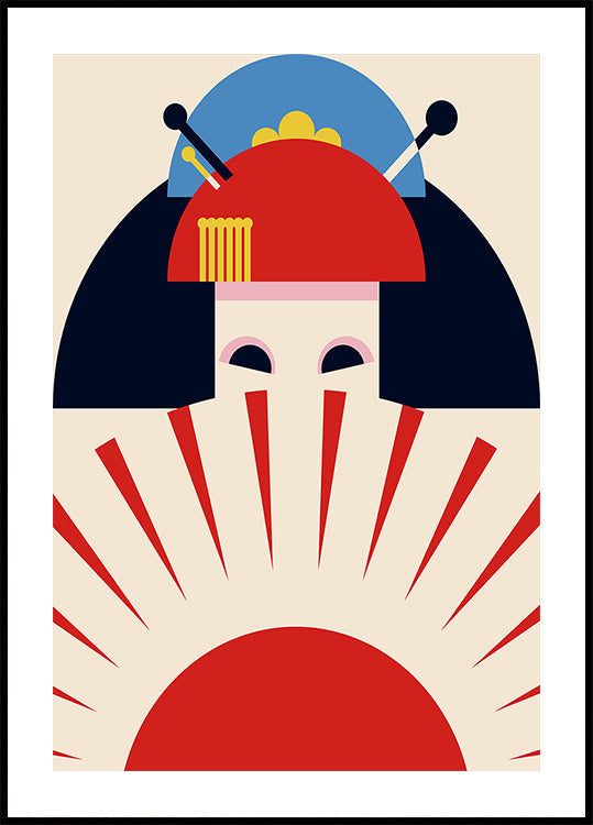 Geisha Girl Retro Minimalist Design Plakat