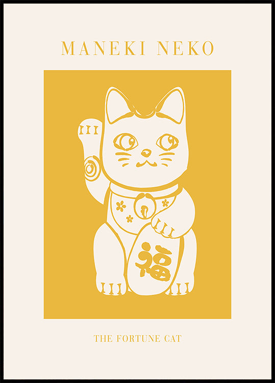 Maneki-Neko Yellow Cat Plakat