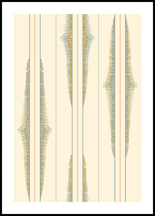 Boho ikat stripes cream and dusty blue pattern Plakat