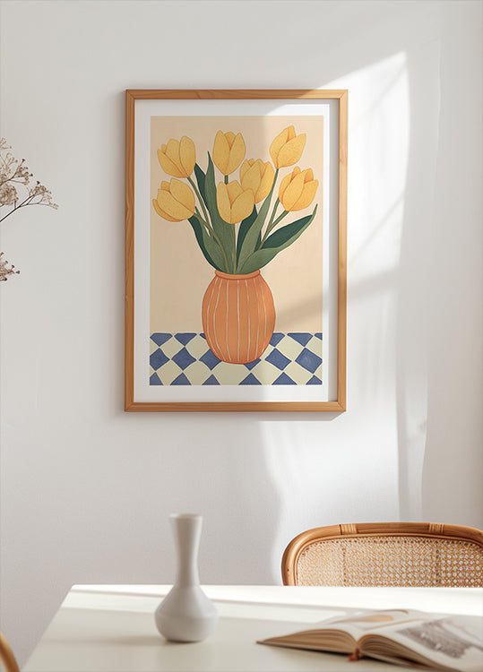 Yellow Tulips in Orange Vase Plakat