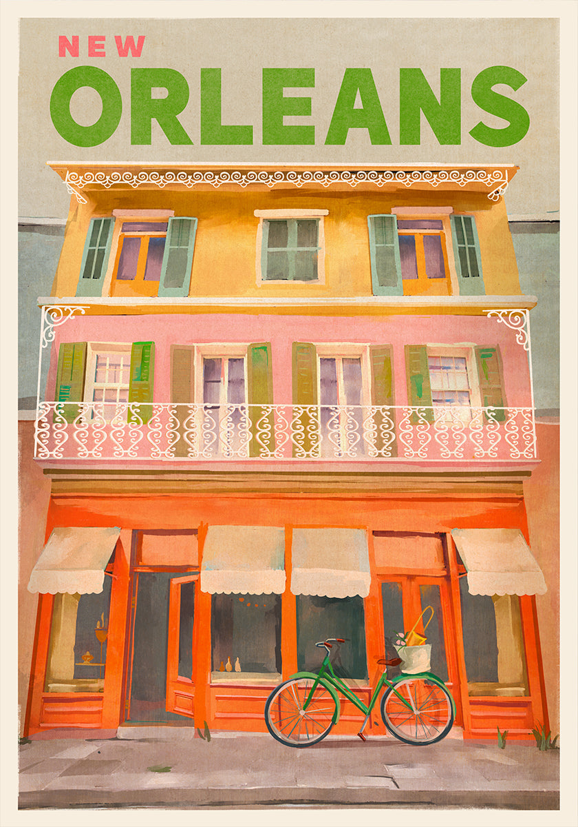 New Orleans Louisiana Vintage Travel Plakat