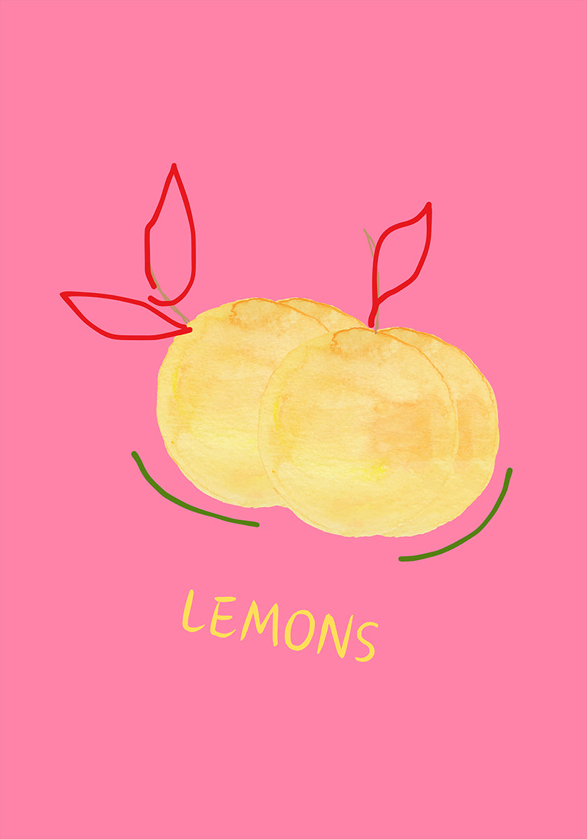 Lemons in Pink Plakat