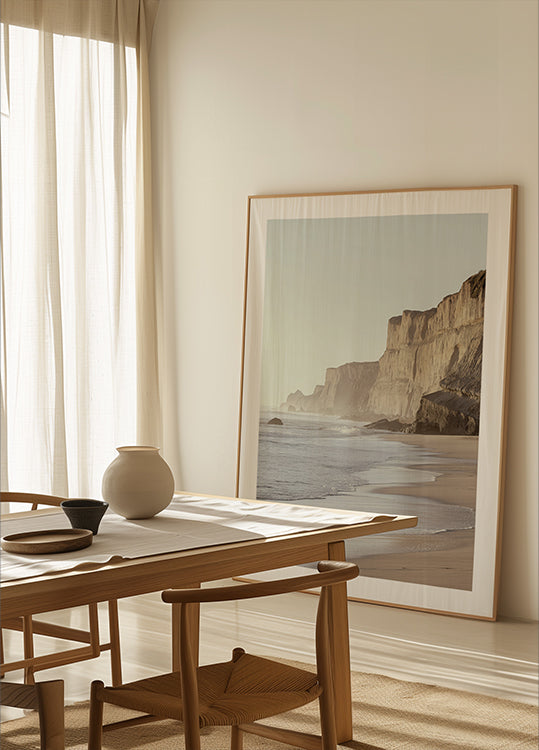 Pastel Coastline with Cliffs Beach Plakat