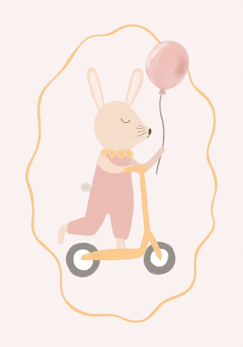 Bunny On a Scooter Plakat