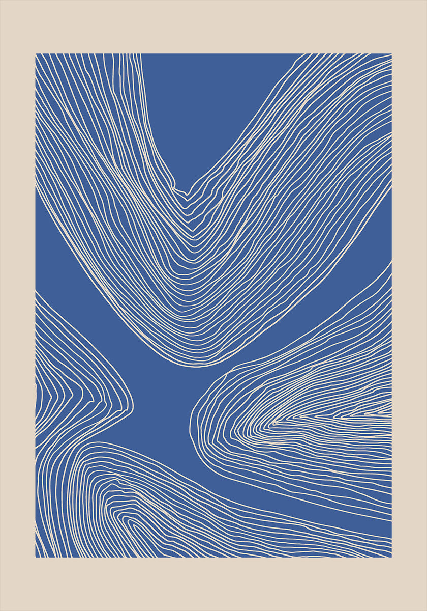 Blue Line Art Pattern Plakat