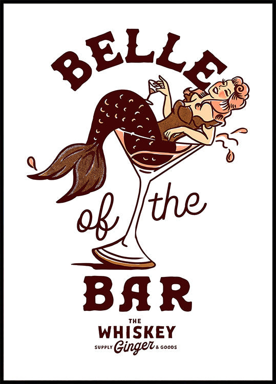Belle Of The Bar Mermaid Pin Up Art Plakat