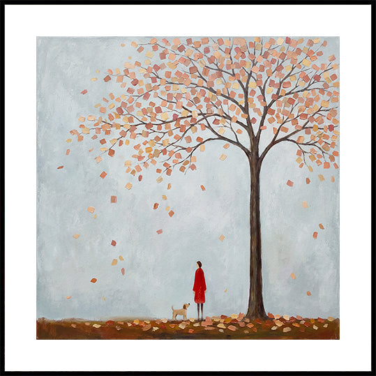 Dog Walking In Autumn Plakat