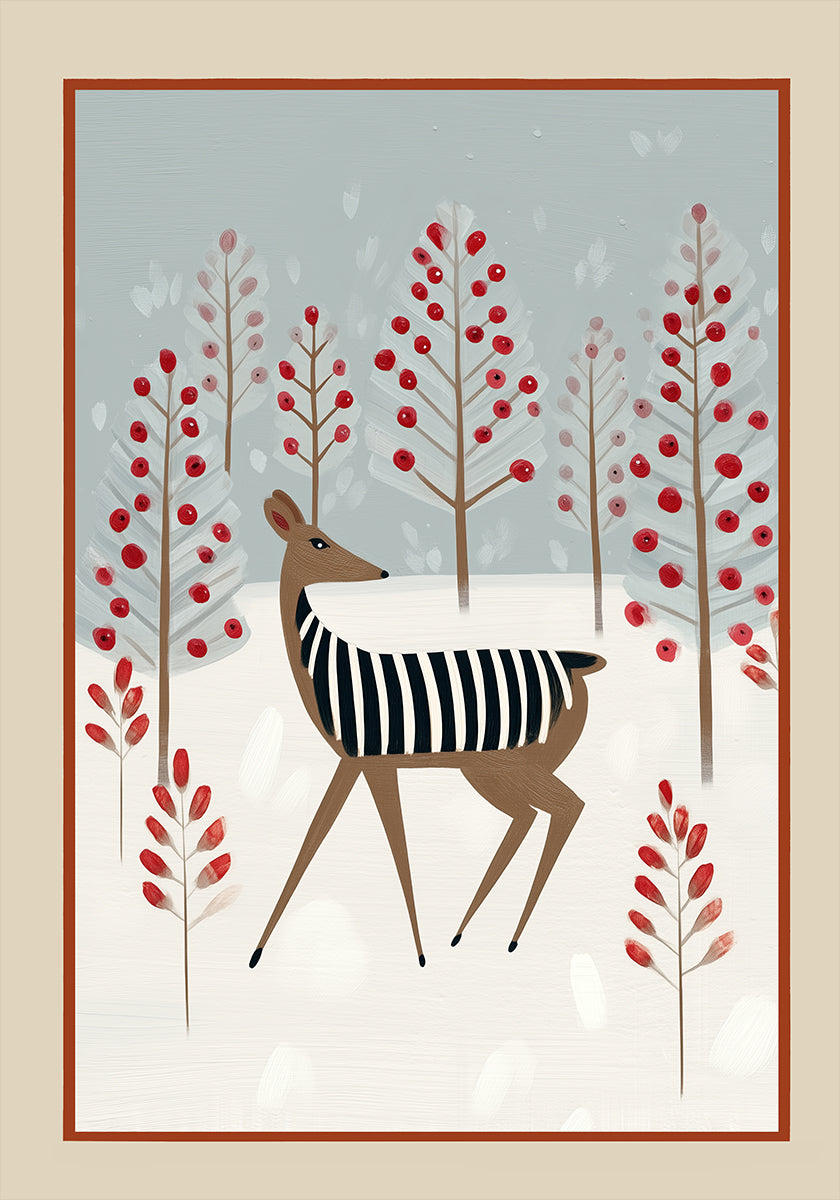 Deer In the Snowy Forest Plakat