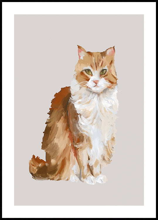 Professional Supervision fluffy cat oil painting Plakat