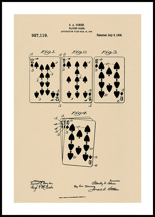 Playing Cards Patent 1909 Plakat