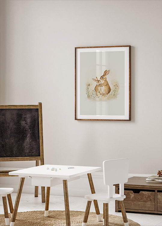 Tender Moment Between Two Rabbits Plakat