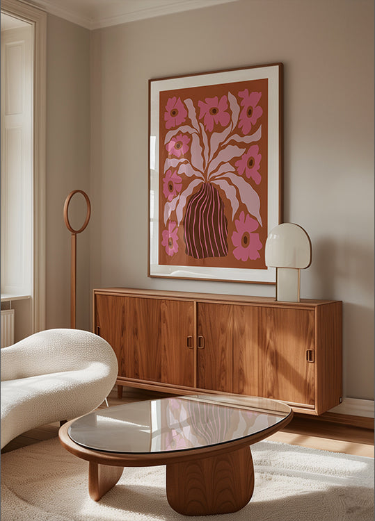 Mid-century blooming pot Plakat