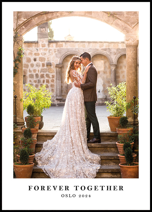 a man and a woman standing on a set of stairs