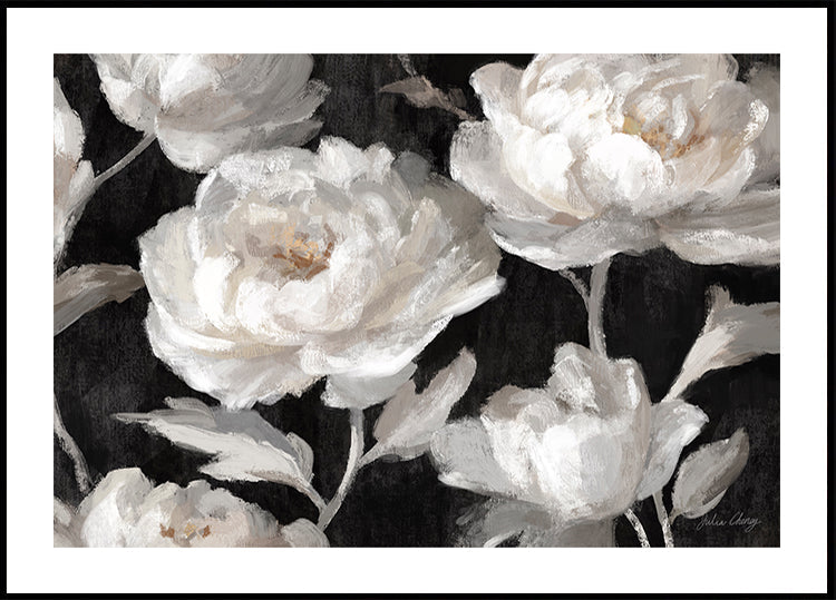 White Peonies On Black Julia Cheney Plakat