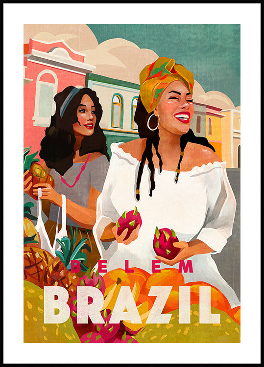 Belem Brazil Colorful Travel Art Plakat