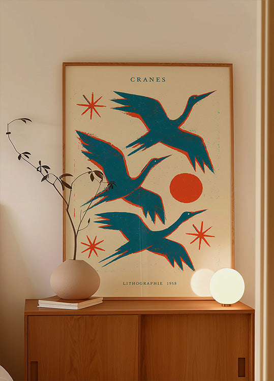 Cranes lithographie Plakat