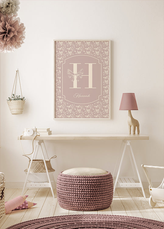Elegant Baby Name Personal Pink Plakat