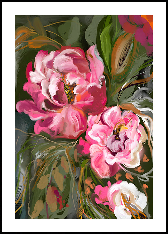 Expressive Pink Peonies Plakat