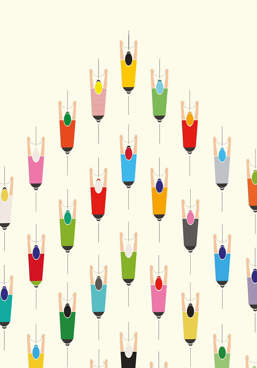 Leading the Pack Cycling Art Print Plakat