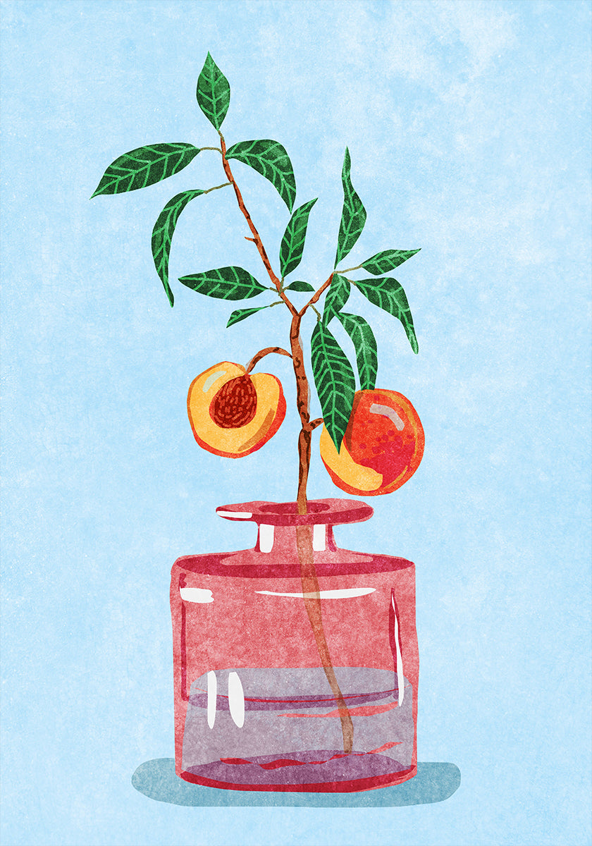 Peach Tree in Vase Plakat