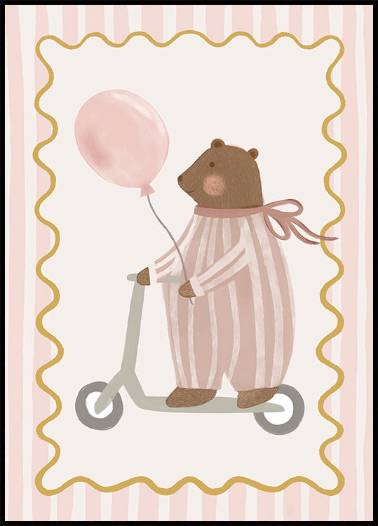 Bear with Pink Balloon Plakat