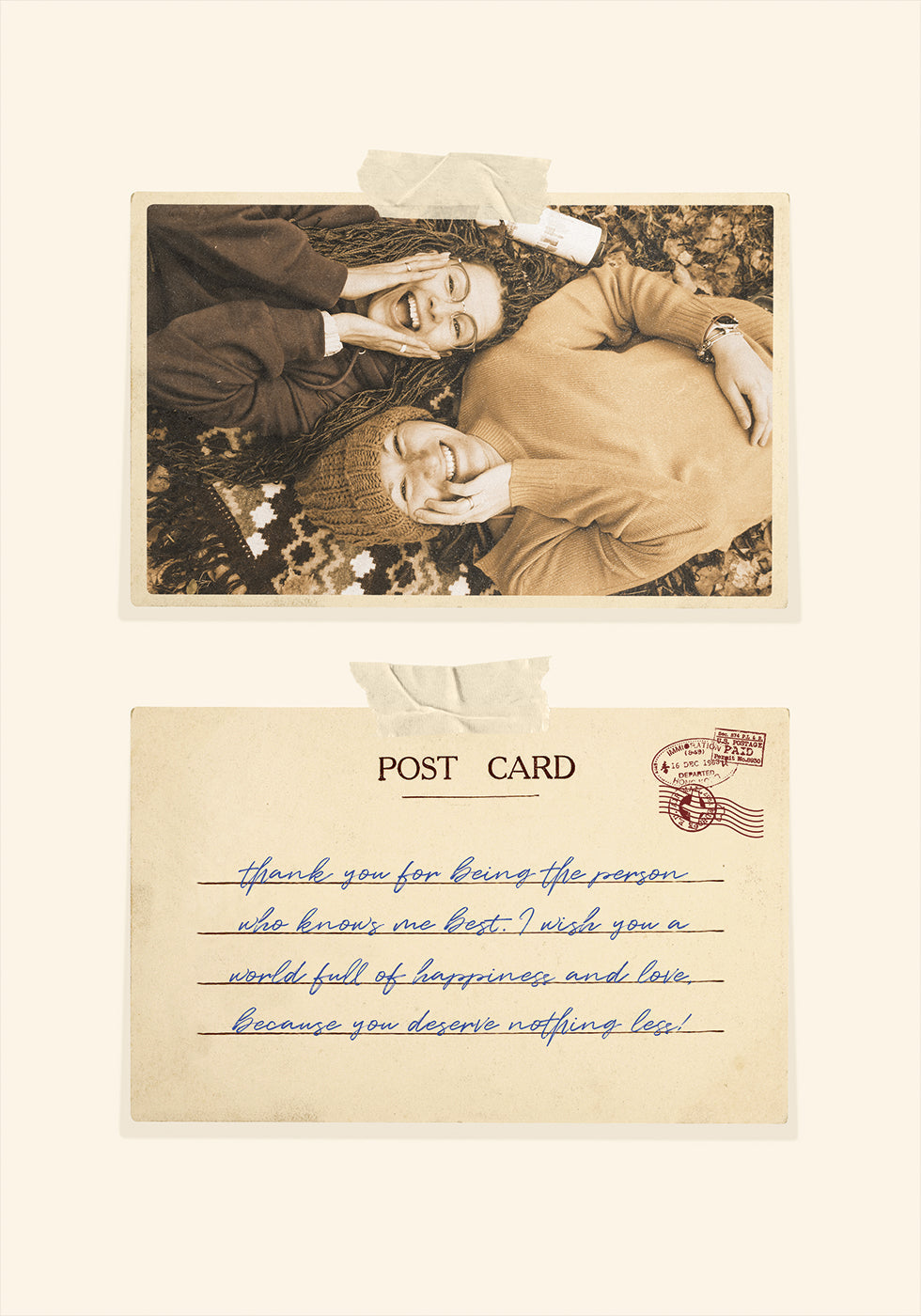 Vintage Postcard with Photo Personal Plakat