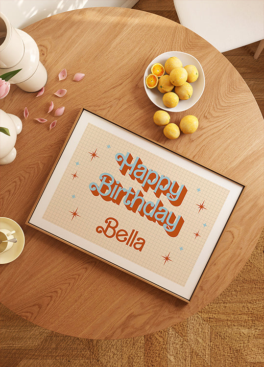 Retro Happy Birthday Personal Plakat