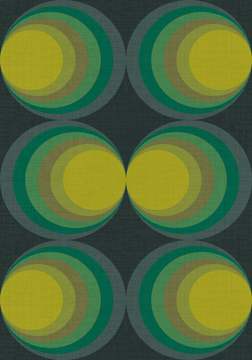 Retro Gradient Circles Forest Green Sulphur Plakat
