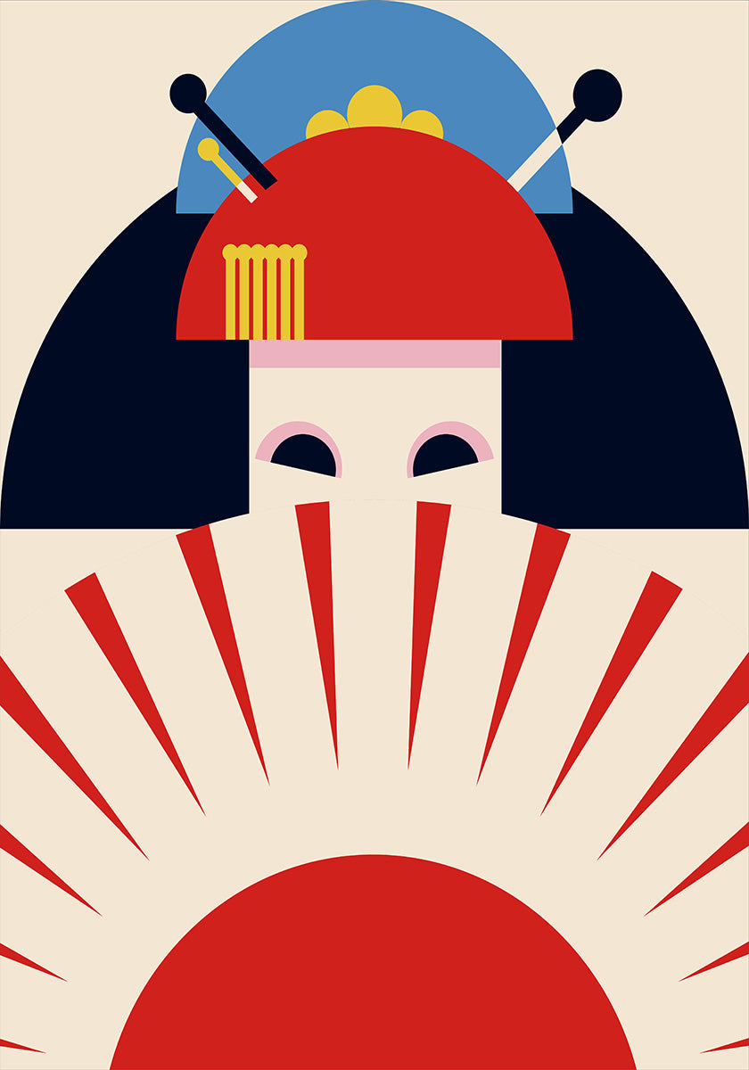 Geisha Girl Retro Minimalist Design Plakat