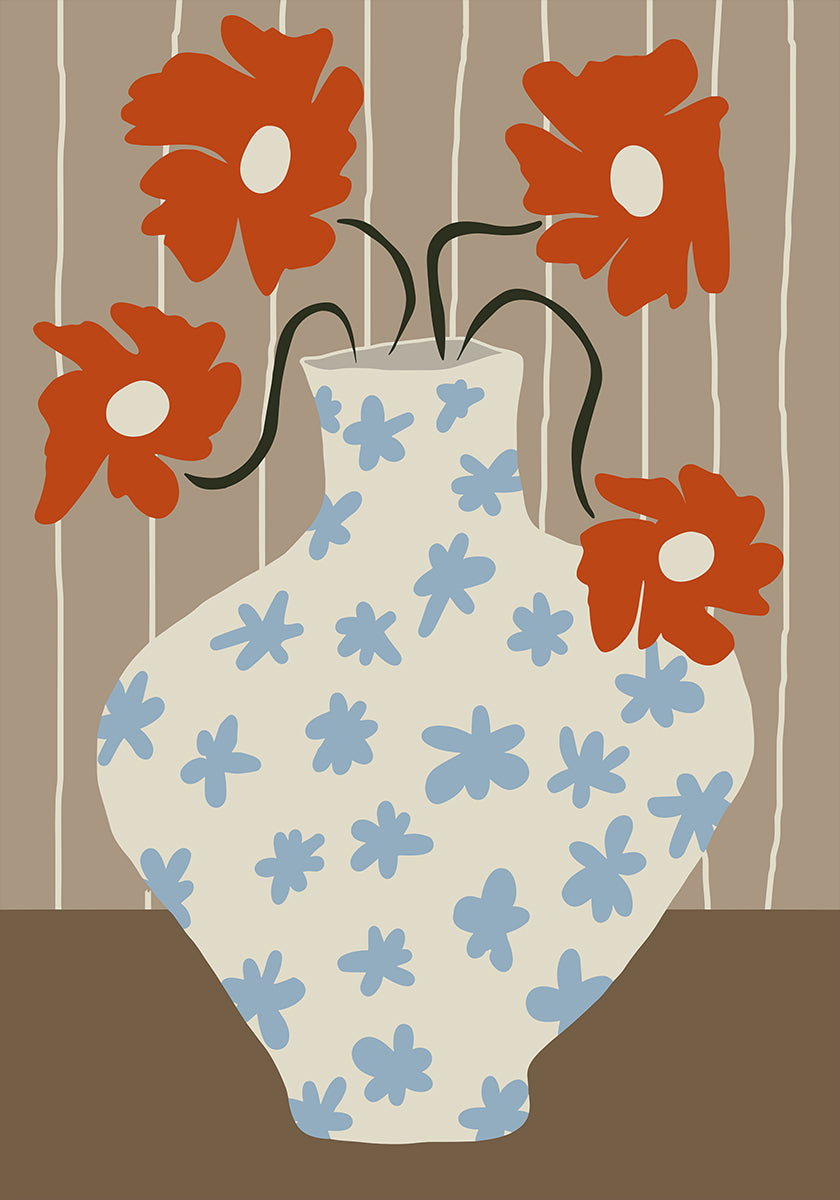 Vintage floral pottery Plakat