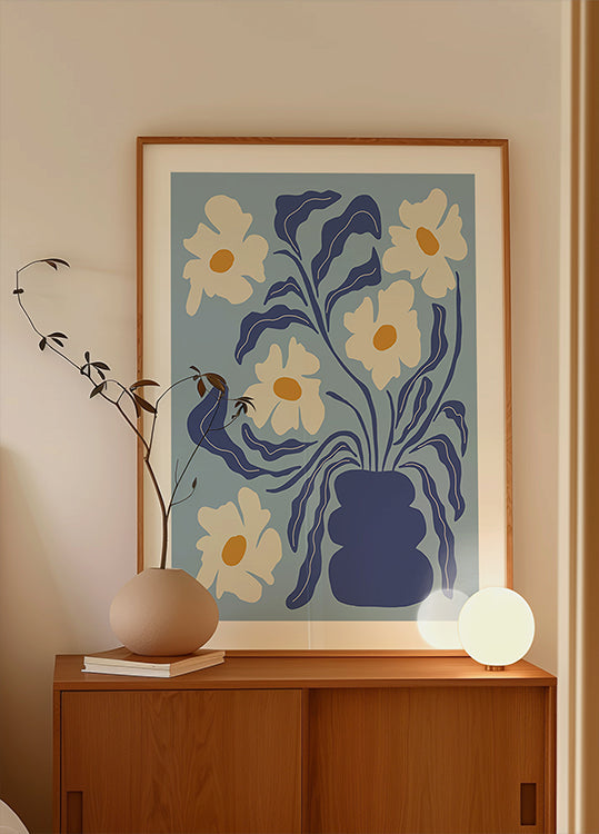 Blue moon flower-pot Plakat