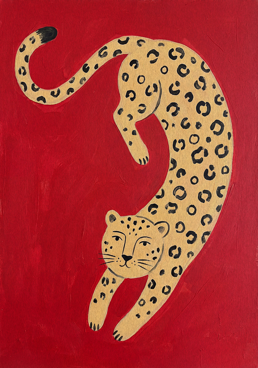 Leopard Folk Art Plakat