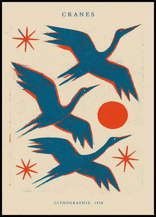 Cranes lithographie Plakat
