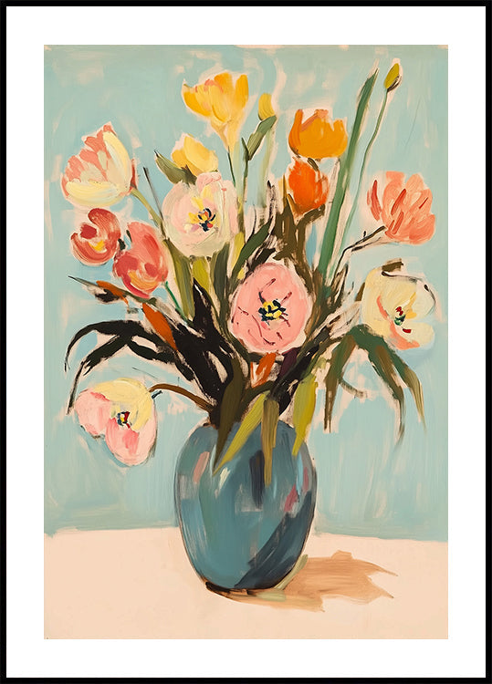 Colorful Flowers in Vase Plakat