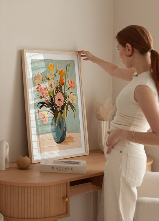 Colorful Flowers in Vase Plakat