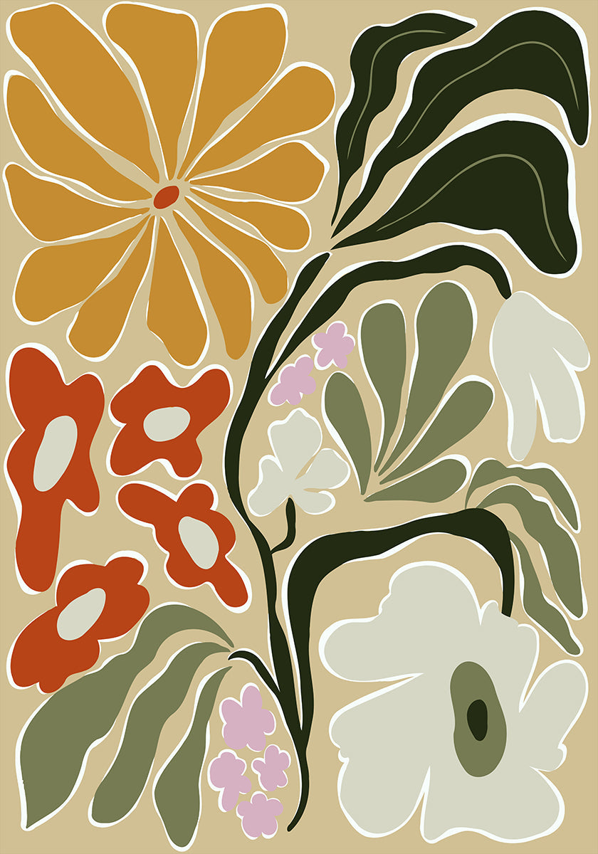 Mid Century Floral Fantasy Plakat
