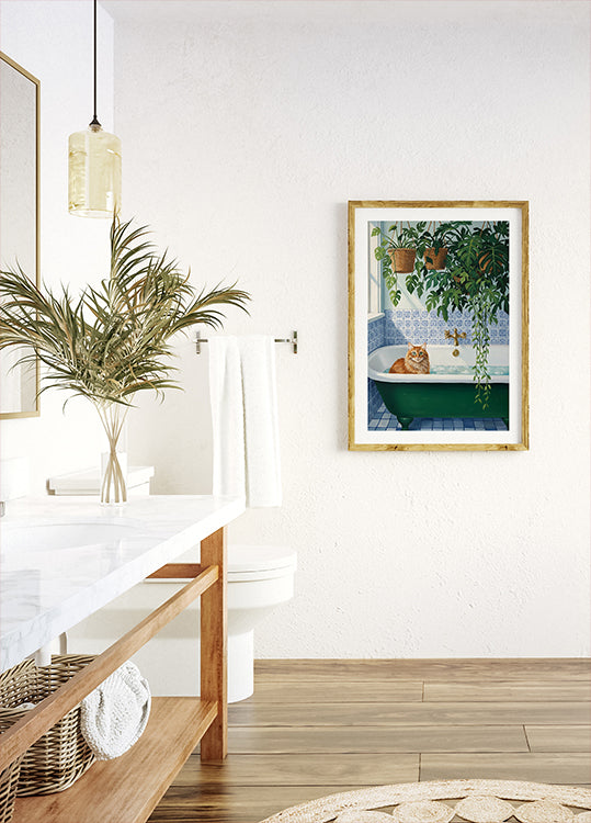 Botanical Bath Cat Plakat