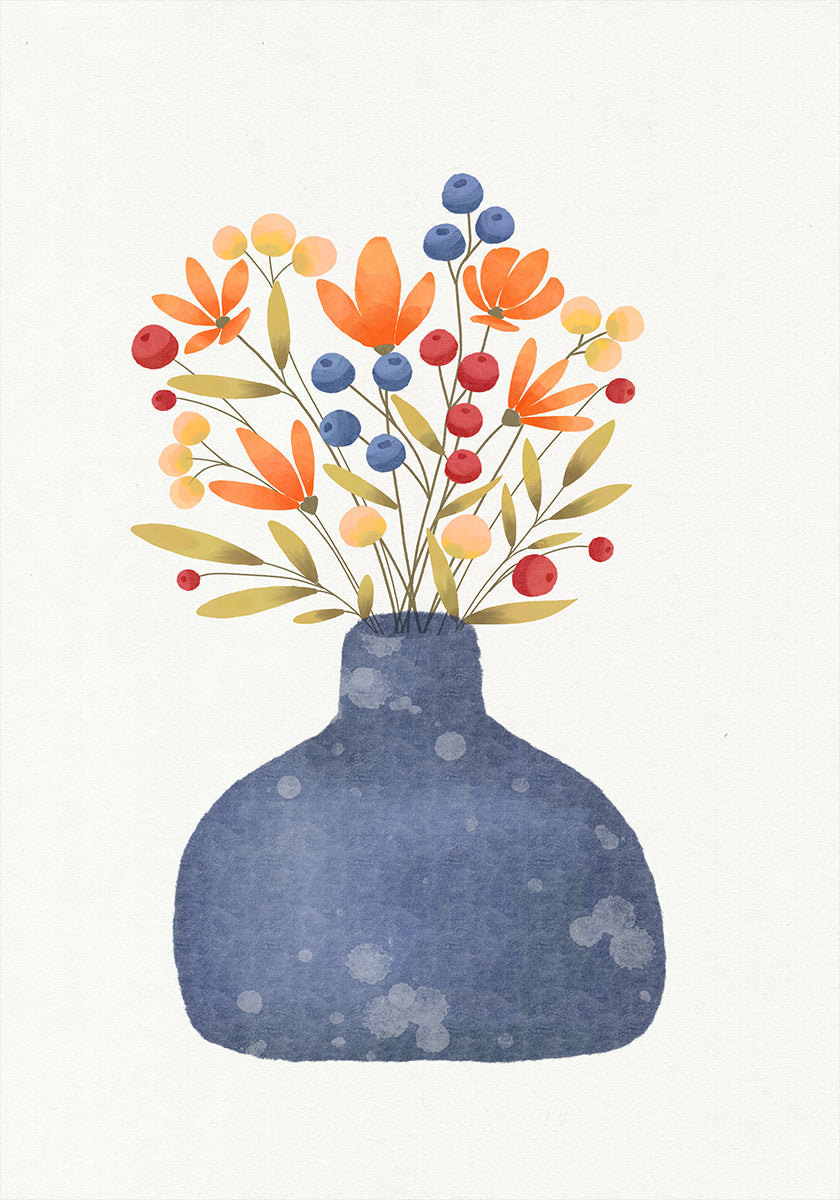 Petals in Blue Vase Plakat
