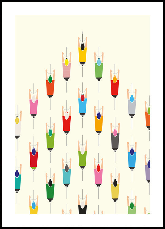 Leading the Pack Cycling Art Print Plakat