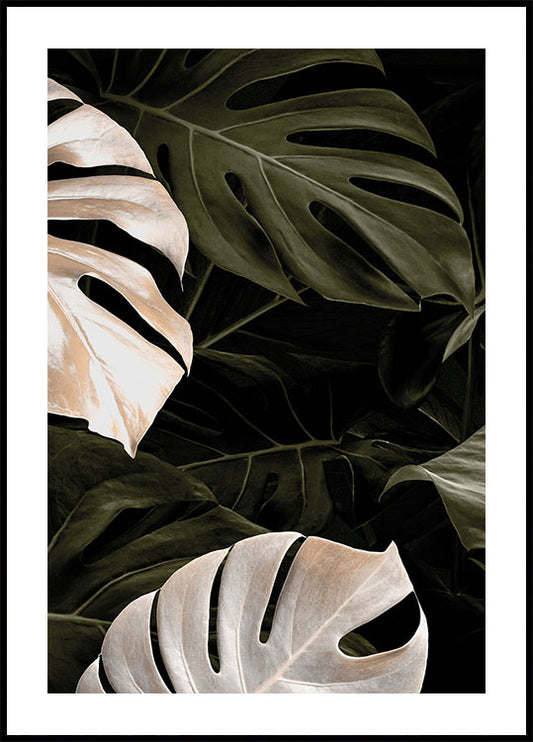 Golden Monstera Leaves Plakat