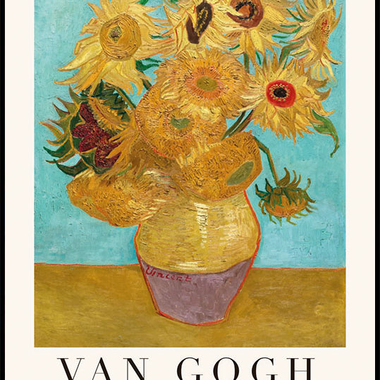 Vase with Twelve Sunflowers Plakat