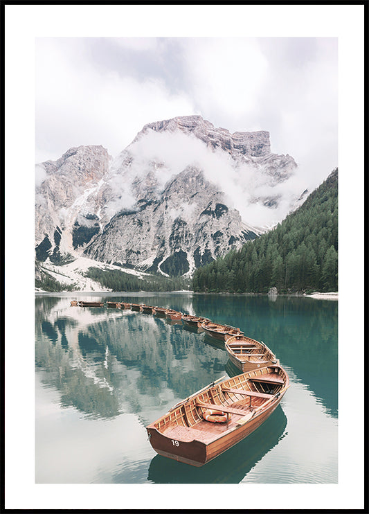 Boats At Braies Lake Plakat