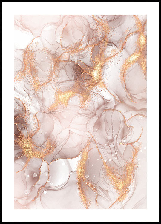 Elegant Fluid Art with Gold Accents plakat