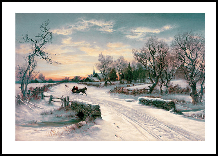 Horse And Carriage In Snow Plakat