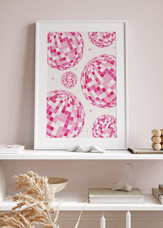 Pink Disco Vibes, Retro Dance Floor Sparkle Plakat