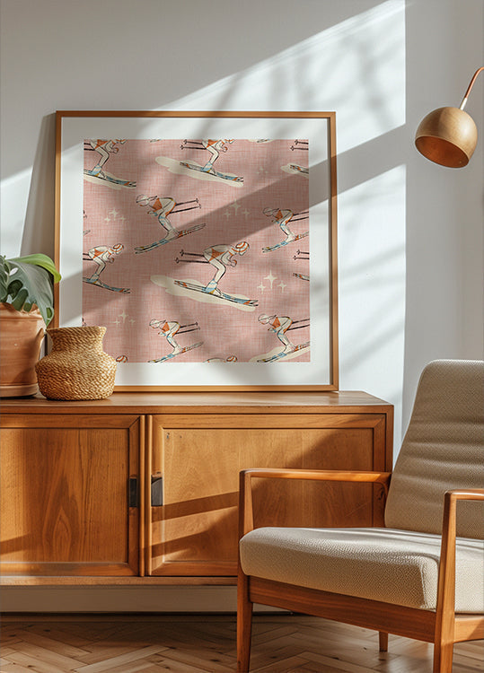 Winter Sports   Retro Vintage Ski Blue.png Plakat