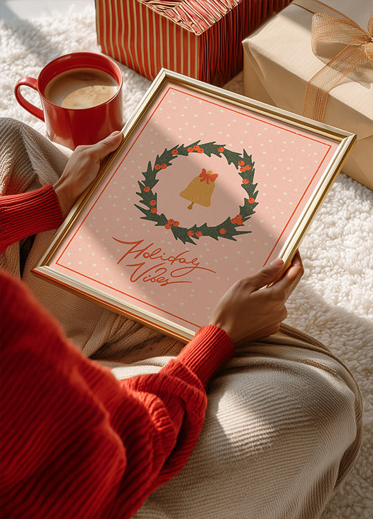 Christmas wreath with bell and bow Plakat