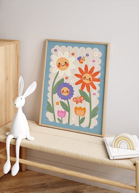 Smiley Flowers, whimsical Floral Plakat