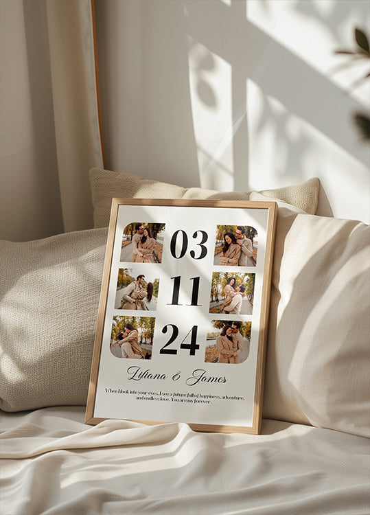 Anniversary Date Personalized Photo Collage Plakat